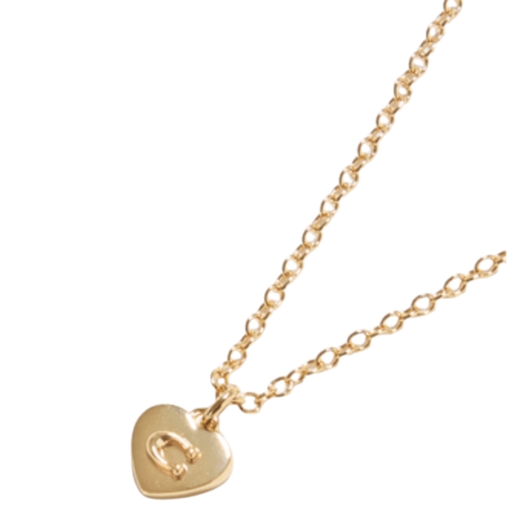Coach Necklace Heart Shaped Pendant 14K Gold Plated Brass